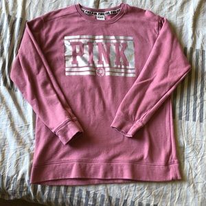 PINK holographic crewneck sweater