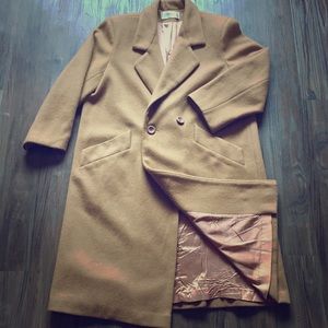 Tan oversized wool pea coat