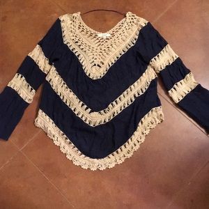 Breezy navy blue and cream top. Worn twice.