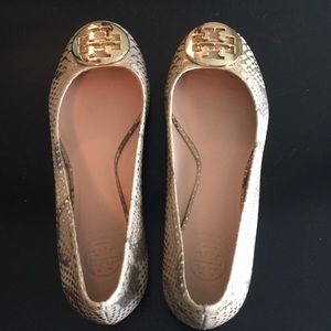 Tory Burch Reva Snakeskin Ballet Flats