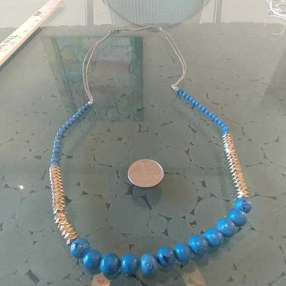 BLUE AND GOLD COSTUME NECKLACE - Picture 3 of 4