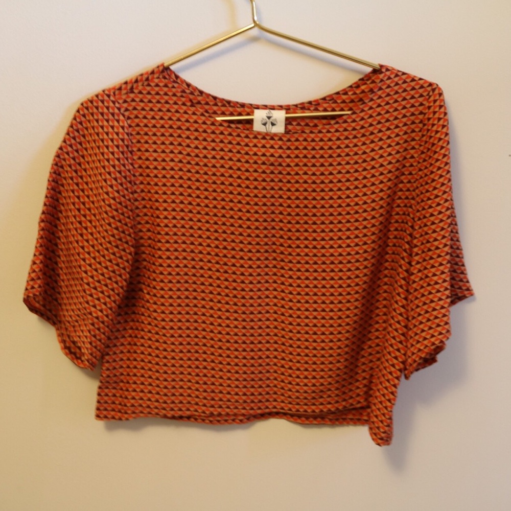 Silky crop top blouse