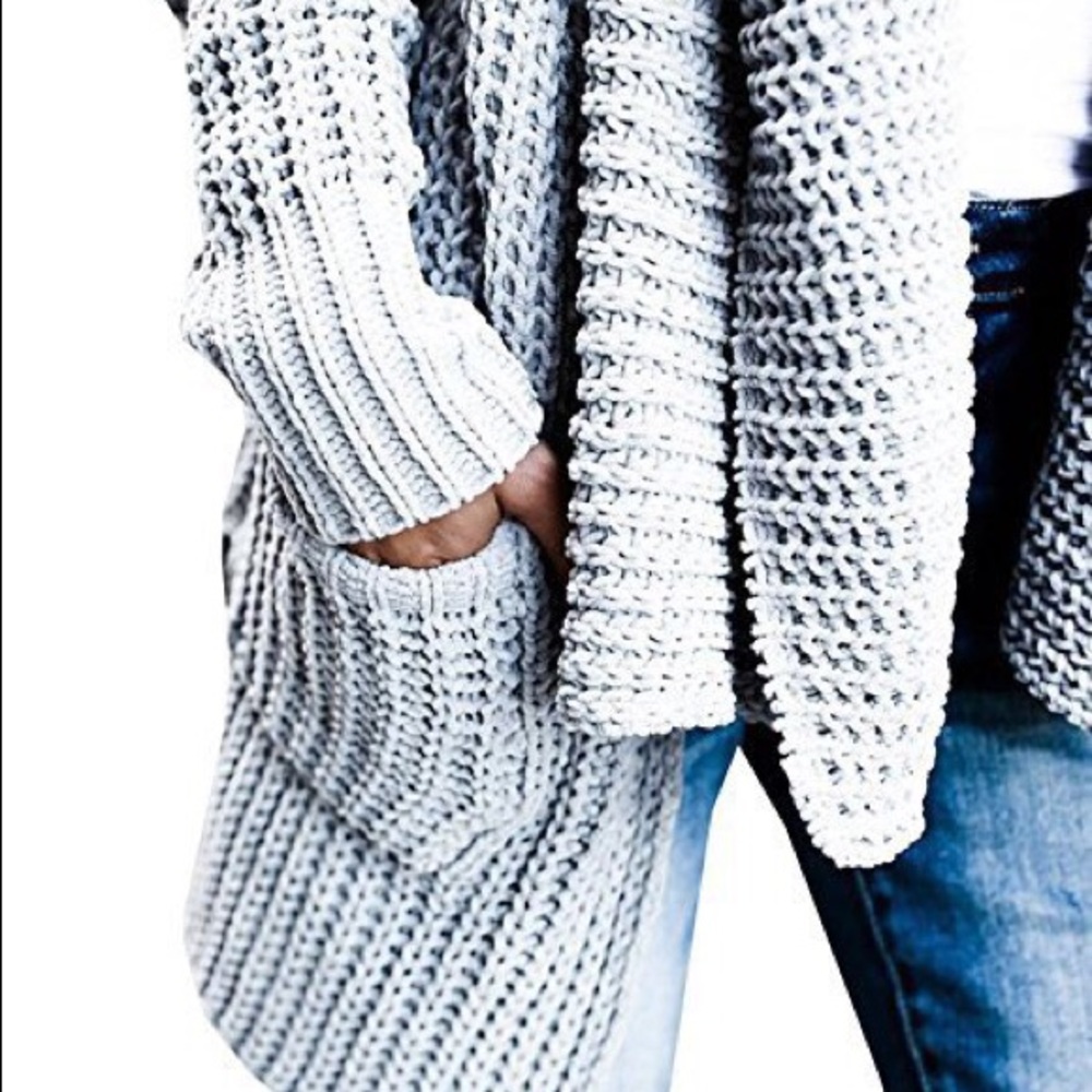 Grey knit pattern pocket long sleeved cardigan NWT - Picture 6 of 6