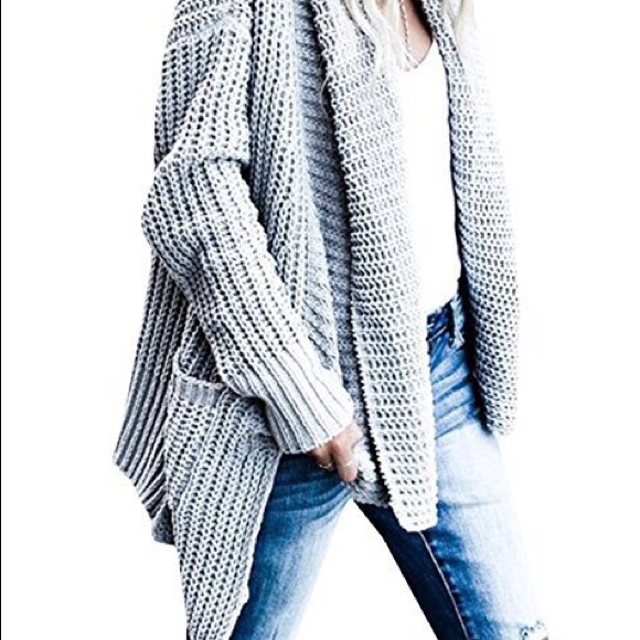 Grey knit pattern pocket long sleeved cardigan NWT - Picture 5 of 6