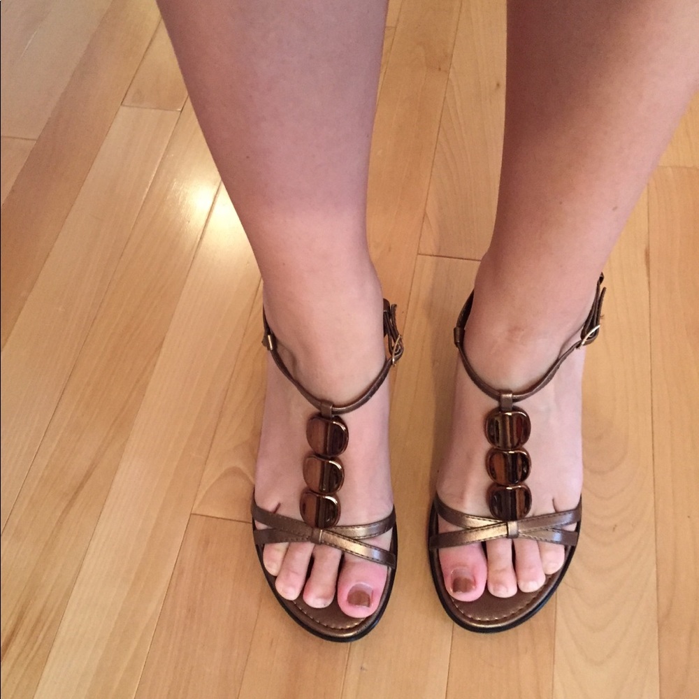 Brown wedge sandals