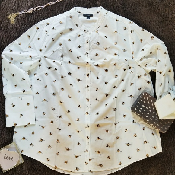❤❤ Bee Print Button Up Shirt - Picture 4 of 6
