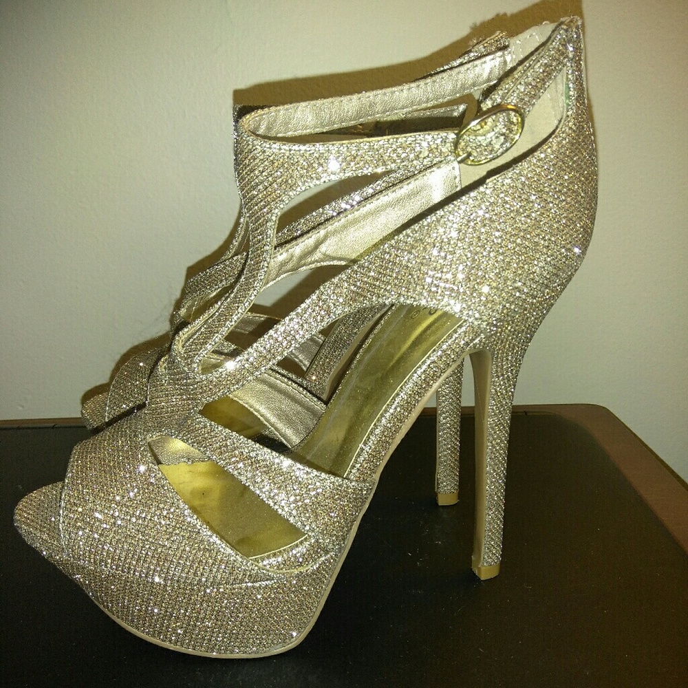 Gold stilleto sandals