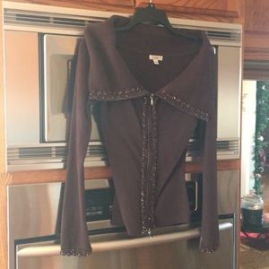 Off the shoulder sweater with beaded detail