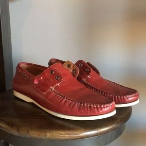 John Varvatos Schooner Calfskin Laceless Boat Shoe