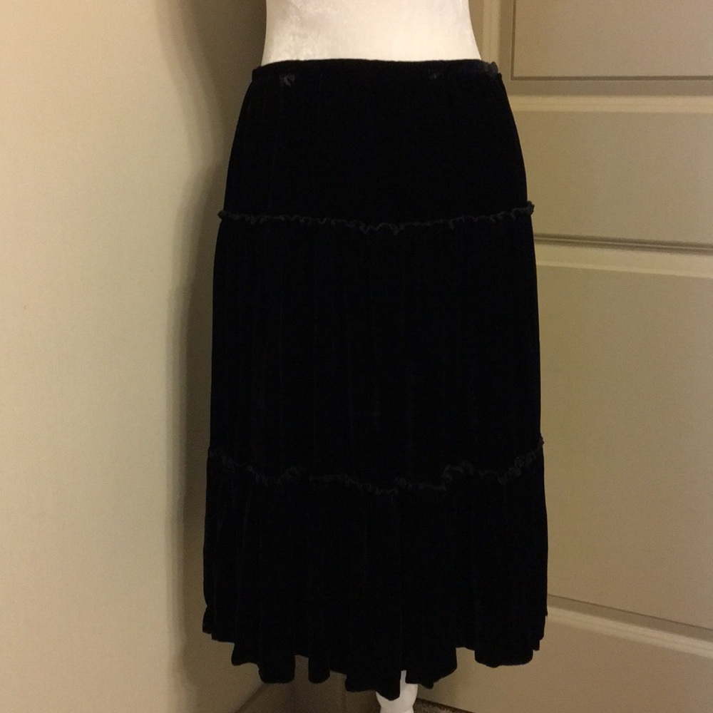Beautiful Tiered Black Velvet Skirt