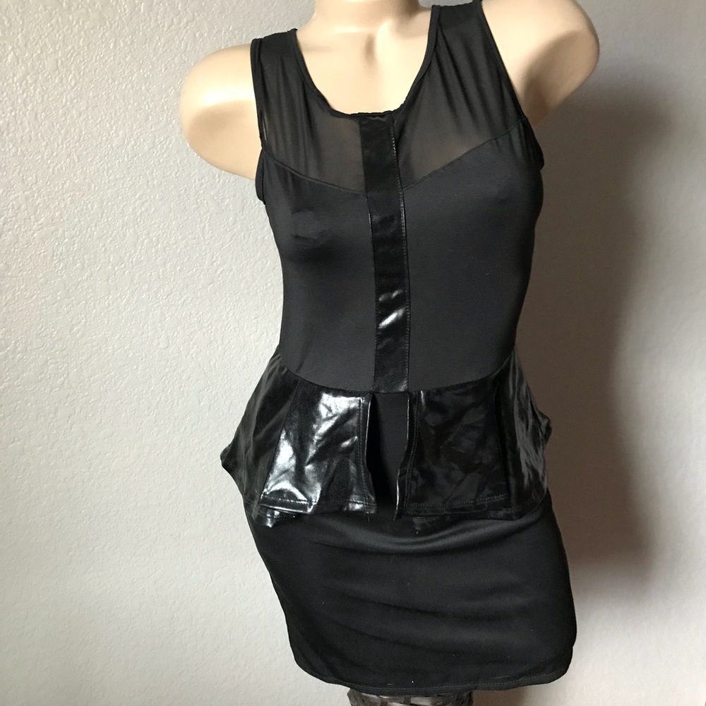 Black peplum mesh dress small - Picture 1 of 2
