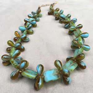Blue green glass necklace