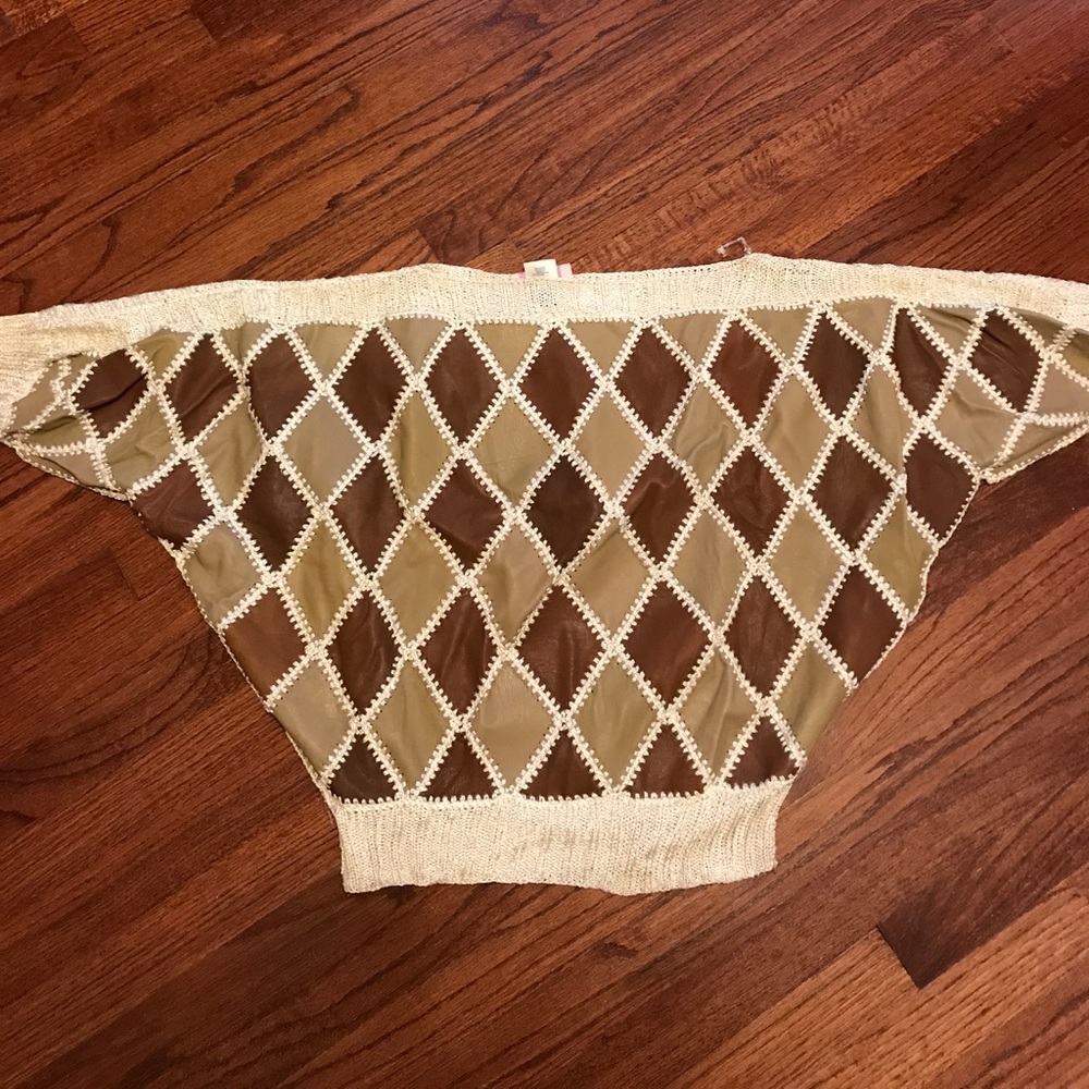 Vintage cropped dolman sleeve leather sweater