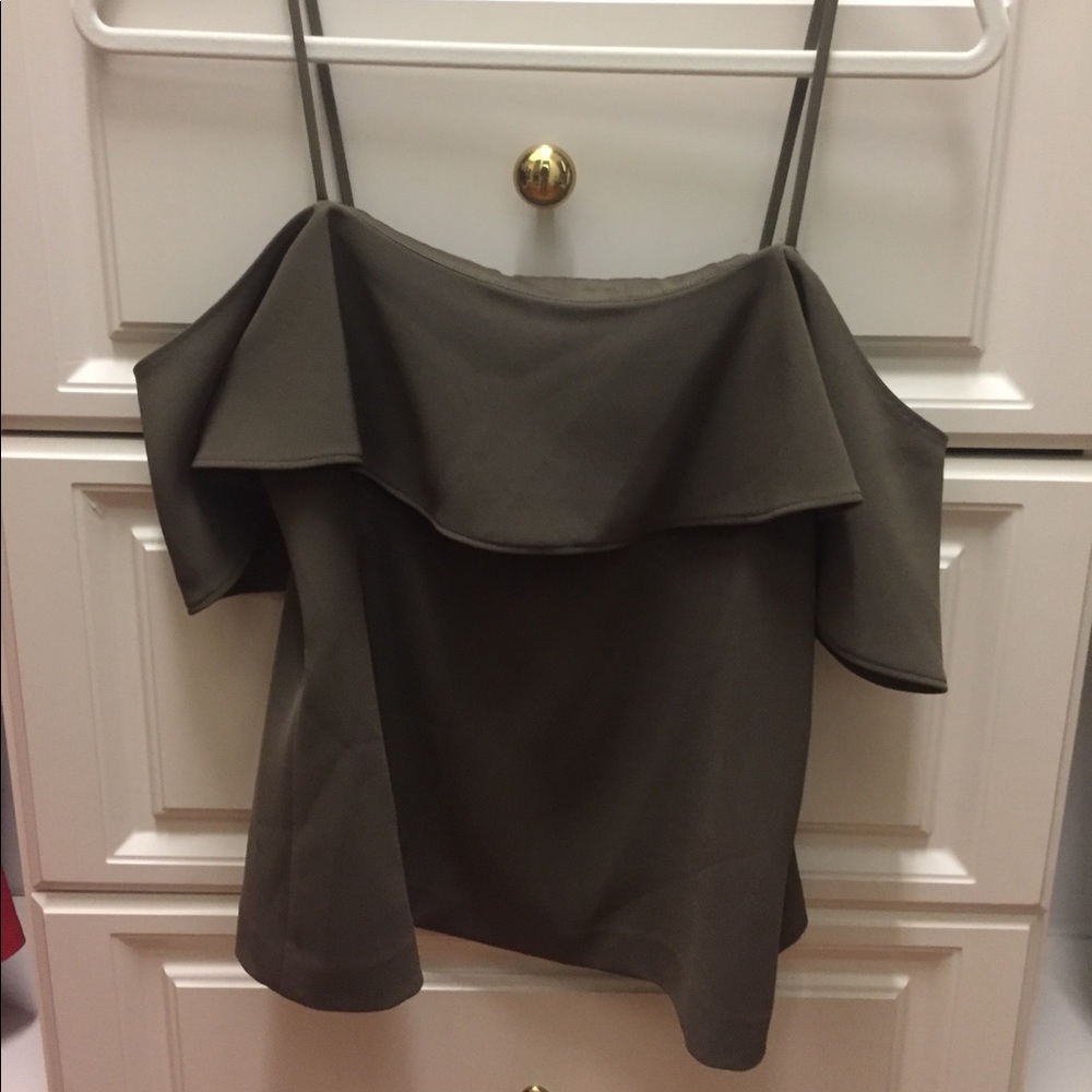 Theory olive green off the shoulder top- size 4