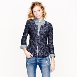 J. Crew Navy Boucle Peplum Jacket Blazer XS J Crew
