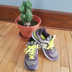 New Balance 574 Width B Grey and Neon Shoes