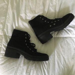 Black canvas booties