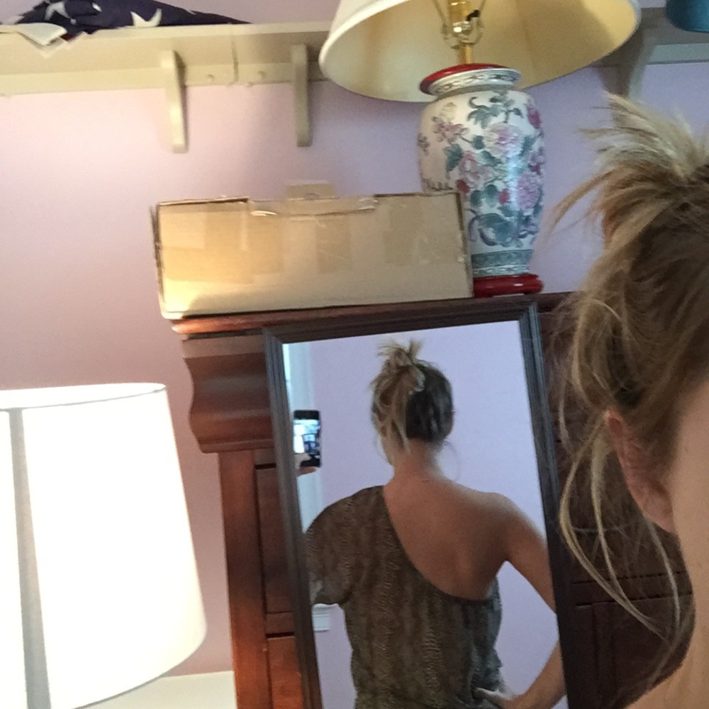 Off the shoulder brown shirt