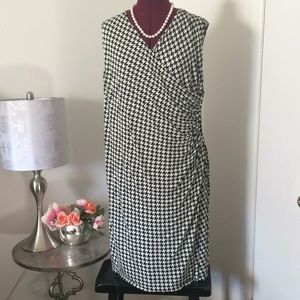 Ralph Lauren faux wrap houndstooth print dress