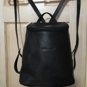 Longchamp Classic Leather Zipper Top Backpack
