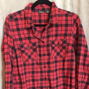 eddie bauer red/black plaid flannel shirt