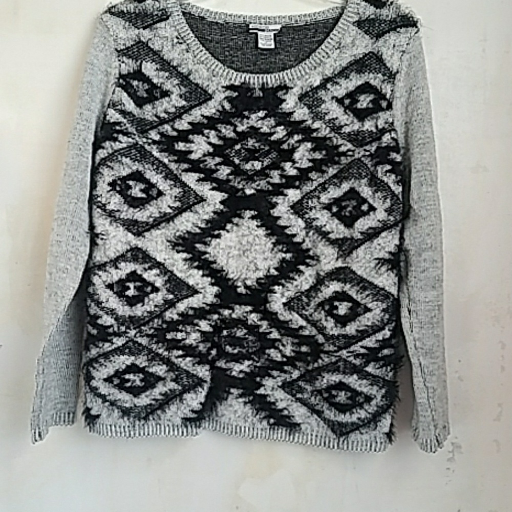 Gray and Black COZY decorative SWEATER