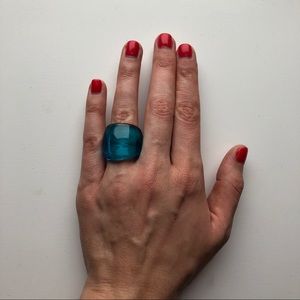 Unique Blue Glass Ring - From Italy! Size 6