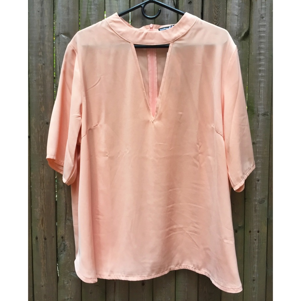 Peach Keyhole Blouse