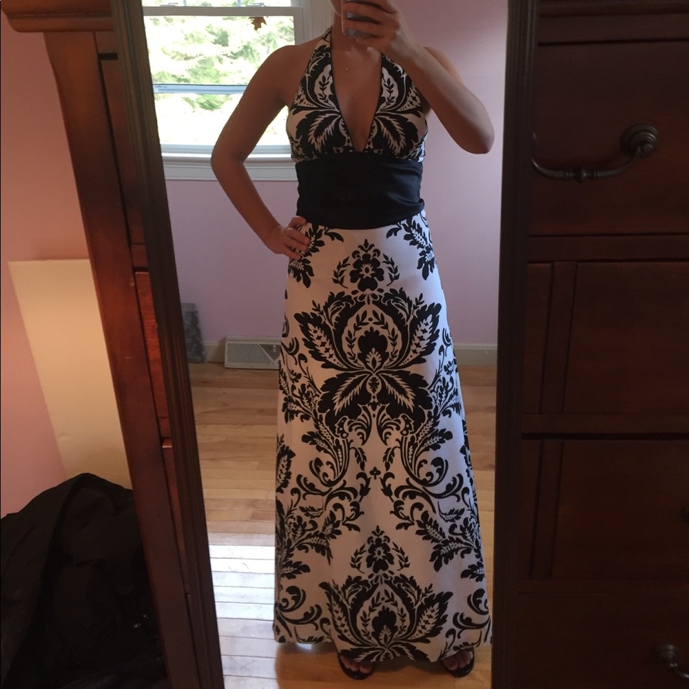 Black and white floor length dress