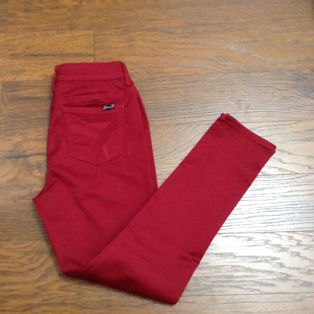 Seven7 Cranberry Red Stretch High Waist Jean S10