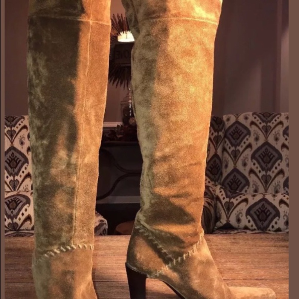 SOLD Barbara Bui Carmel Thigh High suede boots 7.5 - Picture 4 of 8