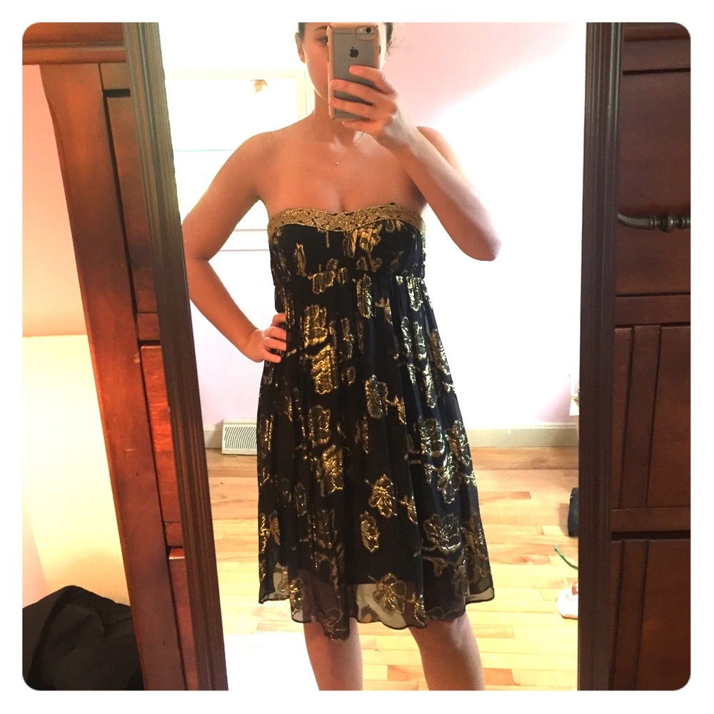 Black and gold cocktail dress