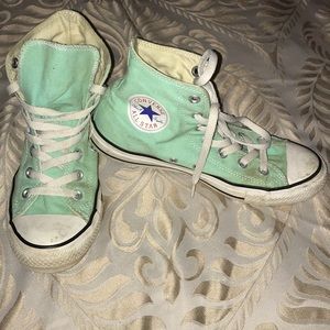 Mint green Converse high tops