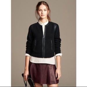 Banana Republic Leather Trim Sweater Jacket