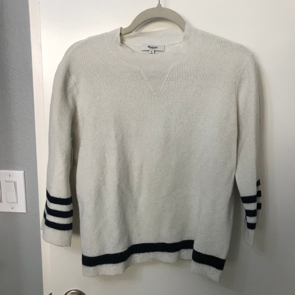 Madewell white and blue sweater