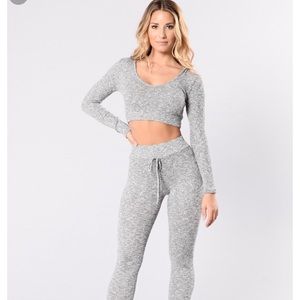 Fashion Nova wanderlust hoodie grey set