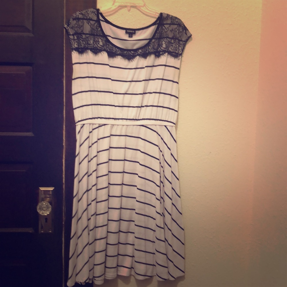 White Black Stripped Dress Torrid