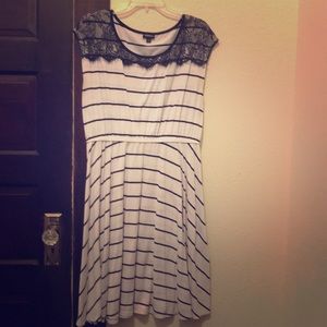 White Black Stripped Dress Torrid