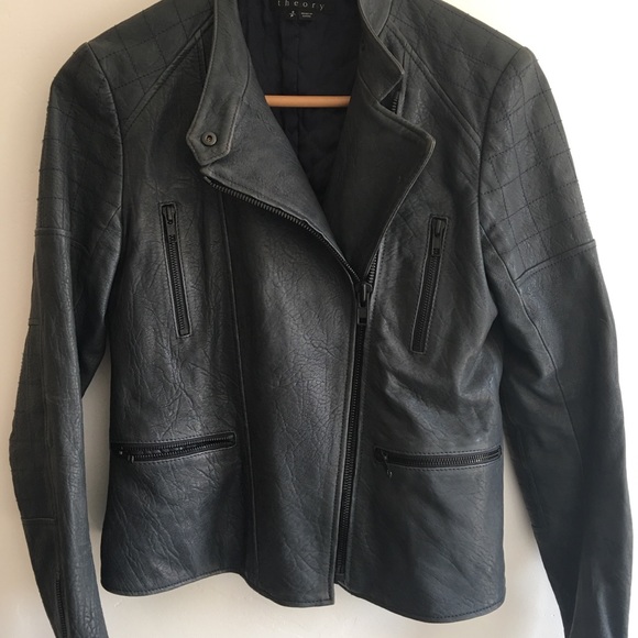 Theory Leather Moto Jacket - Picture 2 of 4