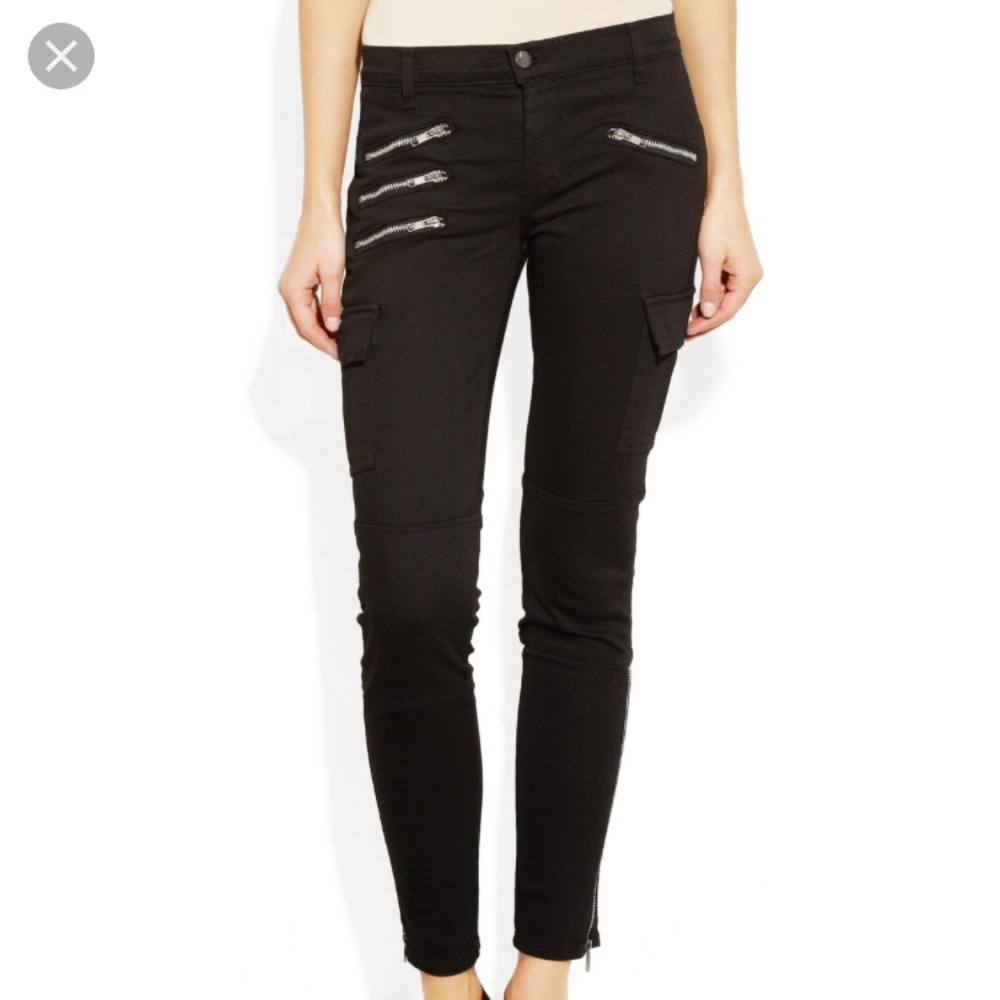 JBrand Mid Rise Black Cargo Zipper Jeans 25