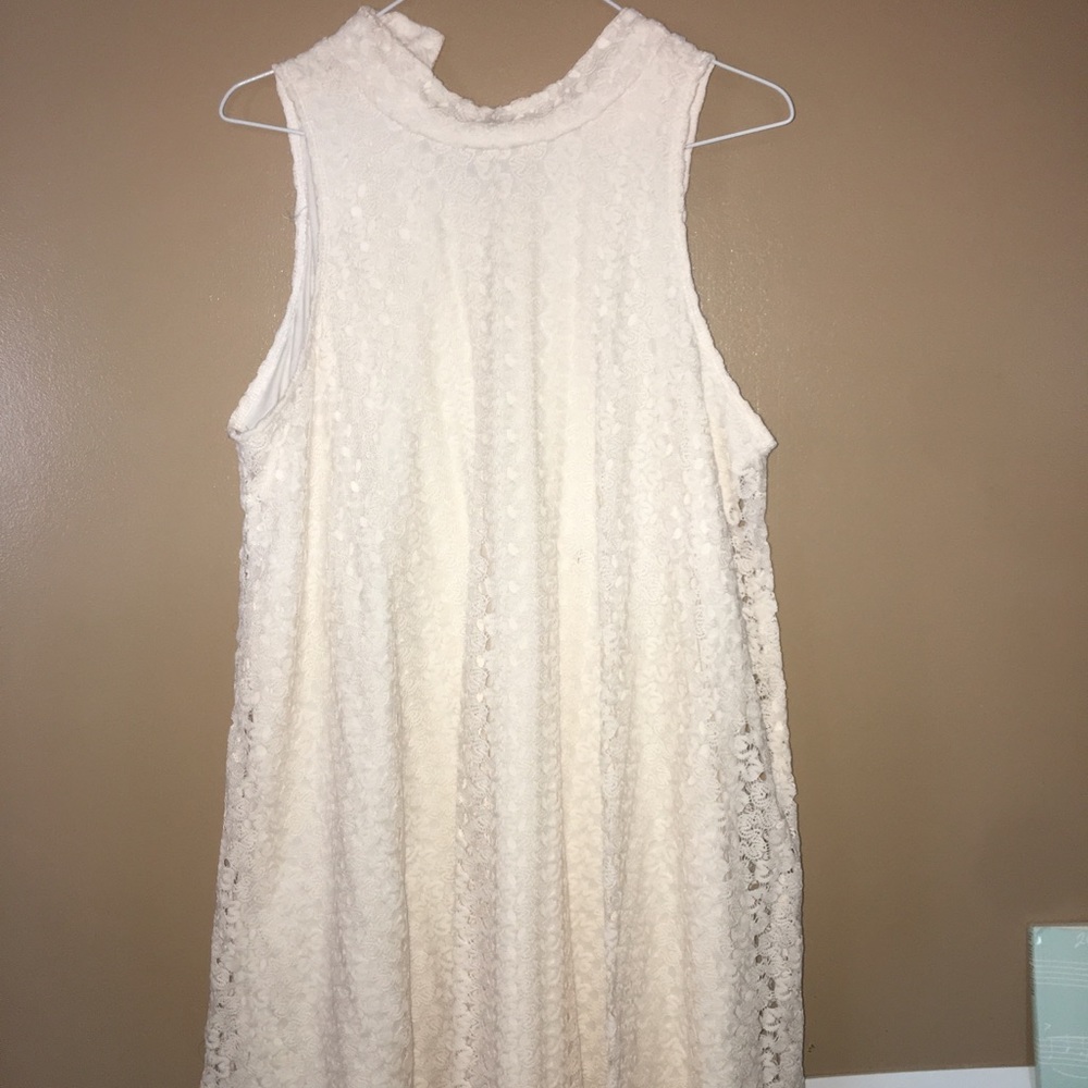 High Neck white lace dress