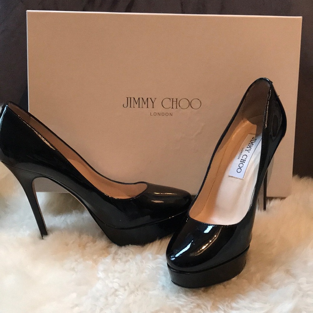 Jimmy Choo patent leather platform pump
