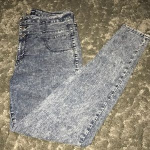High waisted acid wash jeans