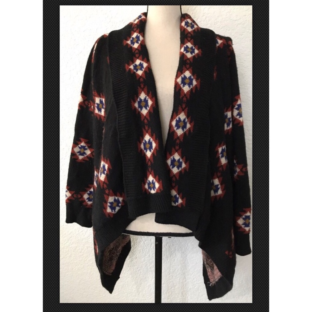 Forever 21 Aztec Wool Open Front Cardigan Sz Large