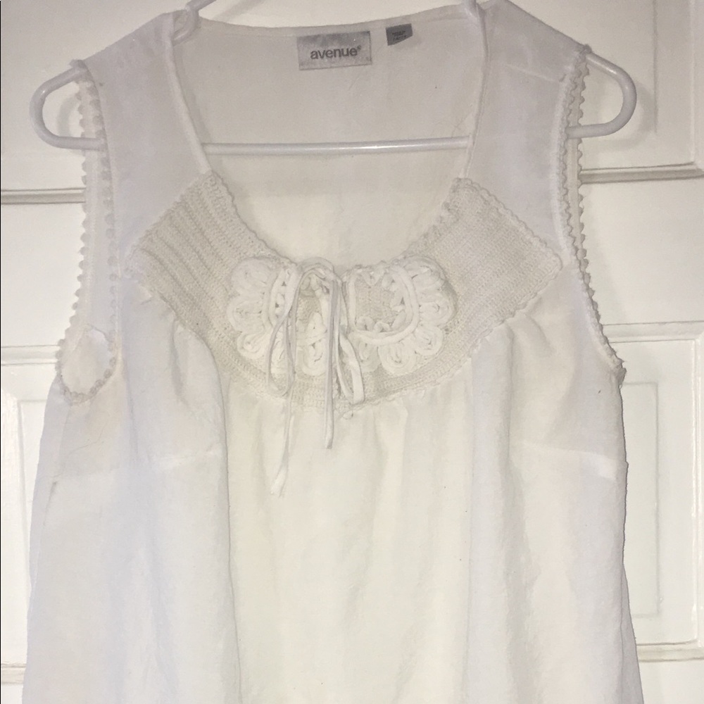 Sheer white loose tank top size 14/16
