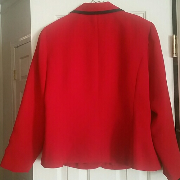 Red Suit Jacket with Navy Trum - Picture 3 of 4