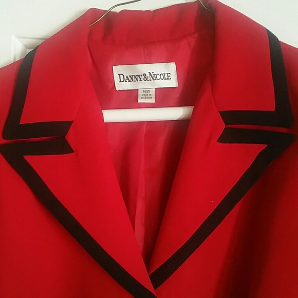 Red Suit Jacket with Navy Trum - Picture 4 of 4