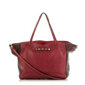 *Auth* Valentino Burgundy Calfskin Tote