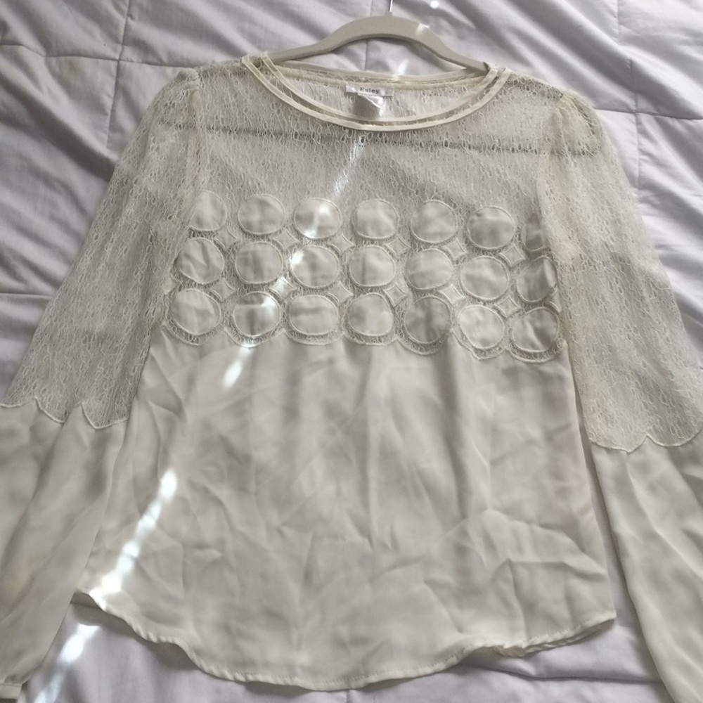 Cream detailed blouse