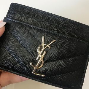 SAINT LAURENT QUILTED TEXTURED LEATHER CARDHOLDER